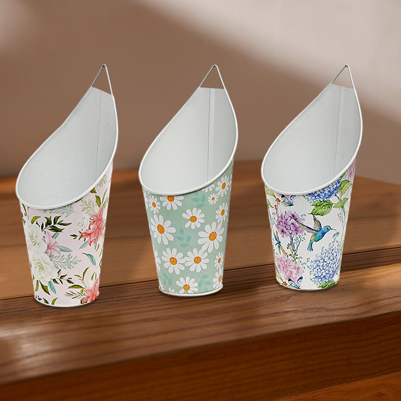 Ensemble de pots à fleurs suspendus en métal 3 pièces Floral
