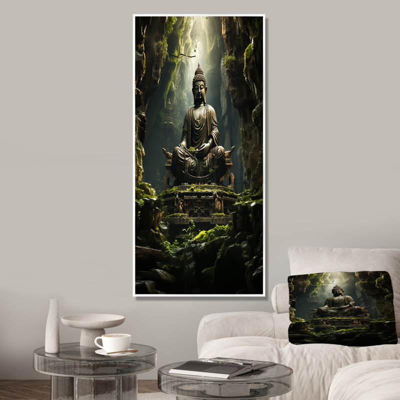 Sentiers illuminés, bouddhisme au temple I, Cadre flottant blanc, H 32 po x l 24 po x P 1 po