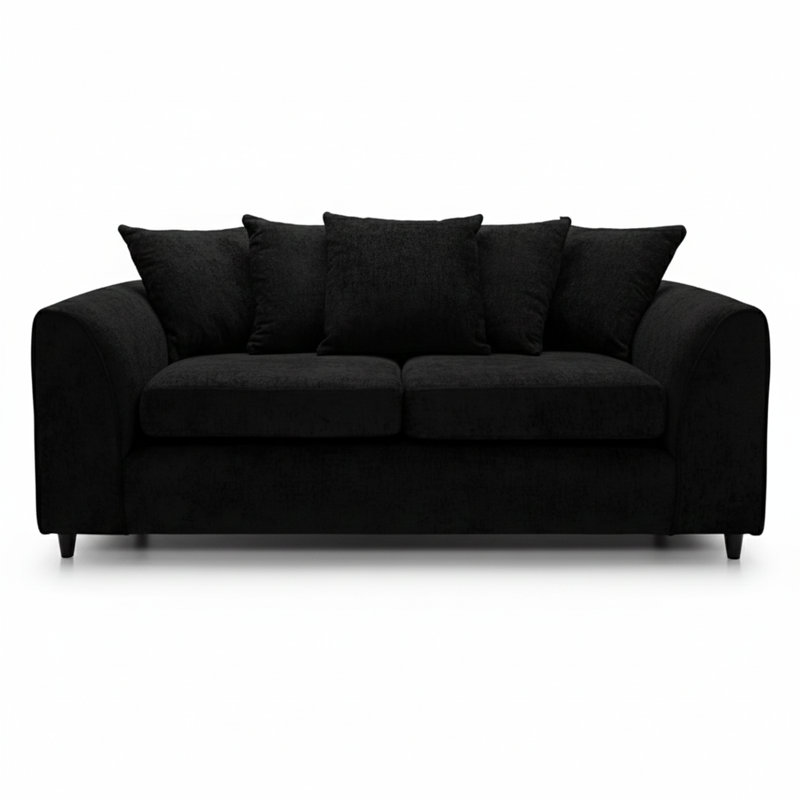 3 Seater Chenille Sofa, Black