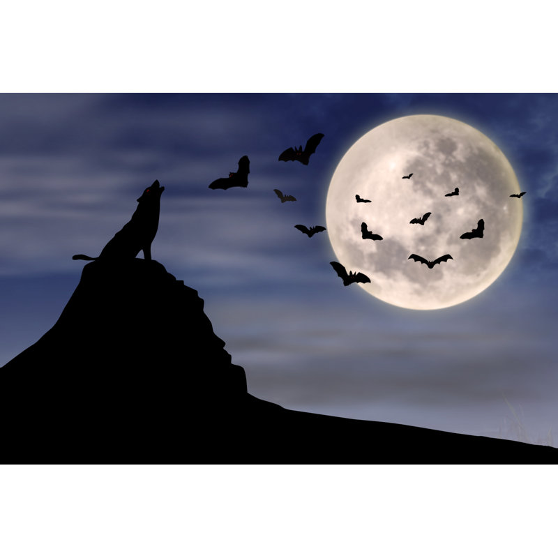 Wolf And Bats - Wrapped Canvas Print, 61cm H x 91cm W