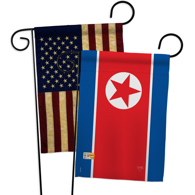 Ensemble de drapeaux décoratifs en polyester 2 faces 19 x 13 po 2 pièces north korea impressions