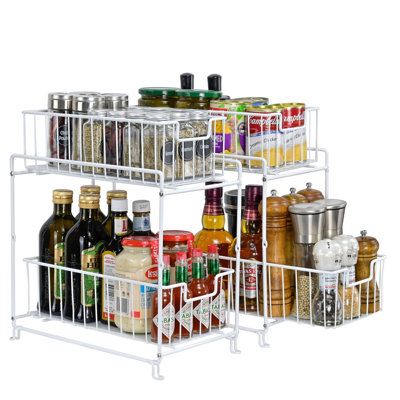 Stackable 2-Tier Under Sink Cabinet Organizer Sliding Drawer for Pantry, Kitchen, Pack of 2