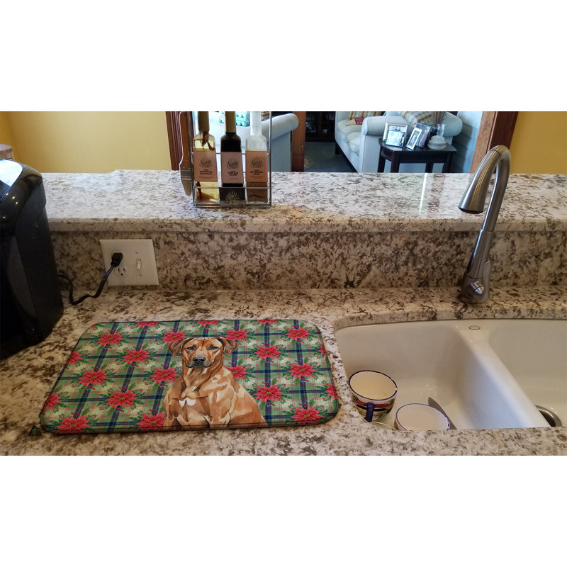 Tapis de séchage Rhodesian Ridgeback Christmas PoinsettIas