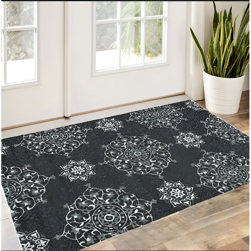 Tapis gris anthracite touffeté à la main Vernie