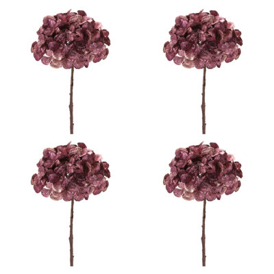 Metallic Hydrangea Flower Stem (Set of 4)