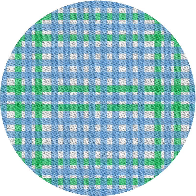 Tapis bleu/vert à motifs, Rond 4 pi