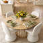 Ensemble de table de salle à manger pour 4 personnes avec table ovale extensible et 4 chaises pivotantes rembourrées en tweed-1892852054
