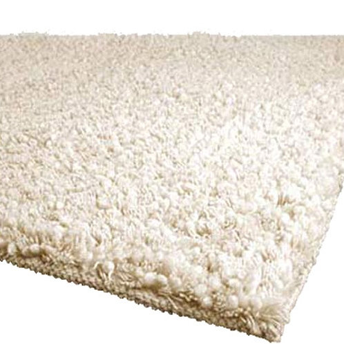 Eastwood Authentic Hand Woven Wool Cream Solid Color Shag Indoor Area Rug, Round 7'9"