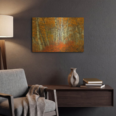  «Morning Aspens» par Jesse Estes, art mural en métal doré, 24 po x 16 po