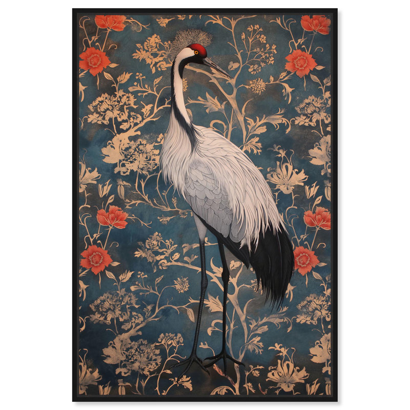 Botanical Bird I, toile élégante grue par Art Remedy, H 16 po x l 11 po, Structure noire