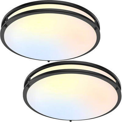 50W 5600Lm Bright LED Ceiling Lights Matte Black, 16Inch Large Flush Mount Ceiling Light Fixture With 5 Color
