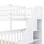 Lit superposé simple au-dessus de double avec rangement blanc - Construit avec un escalier en bois de pin massif et une solution pratique