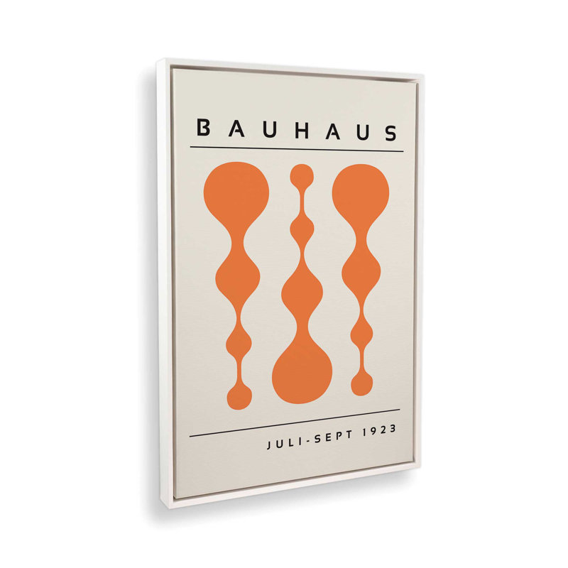 «Midnight Retro Bauhaus», reproduction sur toile encadrée, H 12,75 po x l 8,75 po, Orange, Cadre flottant blanc opaque