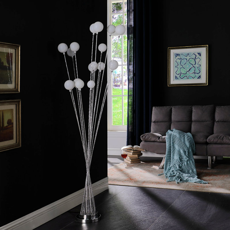 Lampe sur pied de fantaisie 61,5 po Macomb, Argenté
