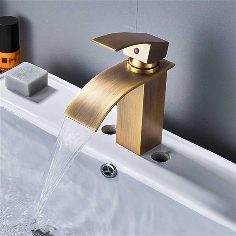 BathSelect Antique Brass Single Handle Bathroom Sink Faucet – Classic Deck-Mount Design