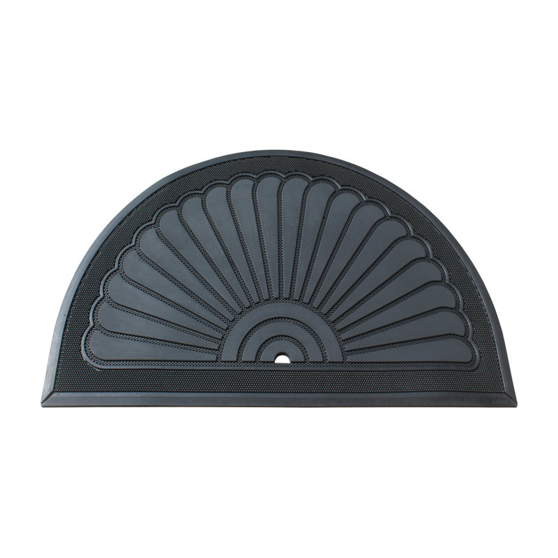 Half-Round 100% Rubber Door Mat, Sunburst Design – Non-Slip Heavy-Duty Drainage Doormat for High-Traffic Areas, 30" x 48"
