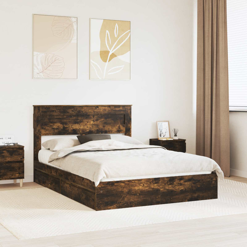 Bed, European Kingsize (160 x 200 cm), Smoked Oak