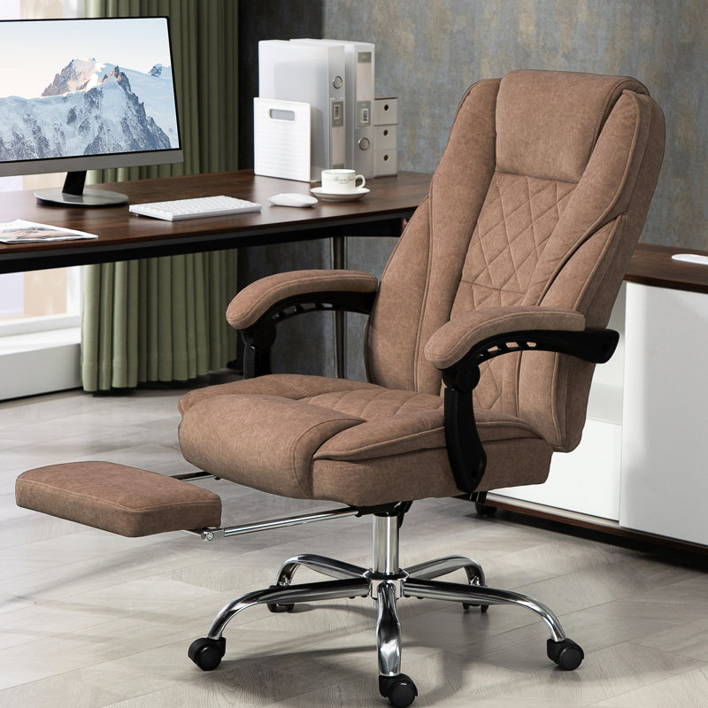 Chaise de bureau avec repose-pieds, brun, 6 massages et chaleur, hauteur réglable, bureau inclinable brun