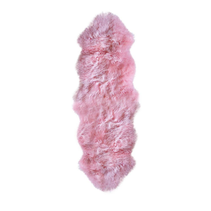 Tapis rose uni en peau de mouton Eubanks, Nouveauté 2 pi x 6 pi