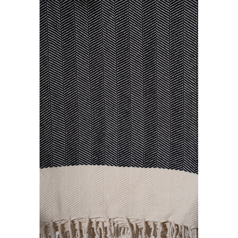 Serviette de plage Premium Fouta, noire, 35,4 po x 70,9 po | 90% coton, 10% polyester, 310 g / m² | Lavable à la machine à 86 ° F, doux et absorbant, parfait pour la plage, la piscine, le spa et les voyages - Design élégant et polyvalent