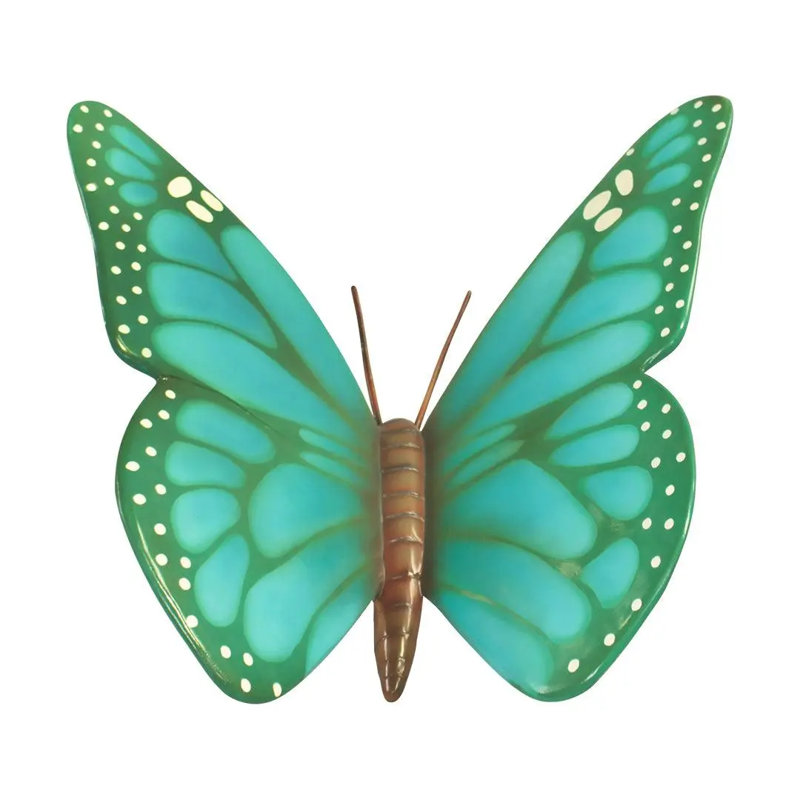 Statue insecte papillon surdimensionné, Bleu / brun / blanc / vert