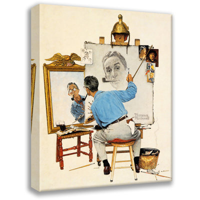 Triple Self Portrait by Norman Rockwell Gallery Wrapped Canvas