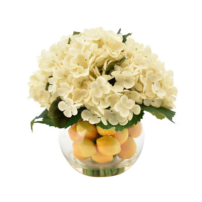Faux Hydrangea Centerpiece in Decorative Vase