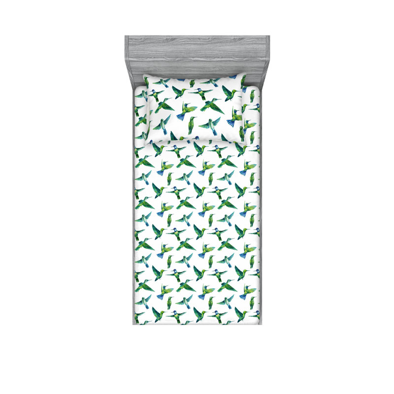 Drap-housse et taie décorative Ambesonne Jungle Art exotique vert lime bleu