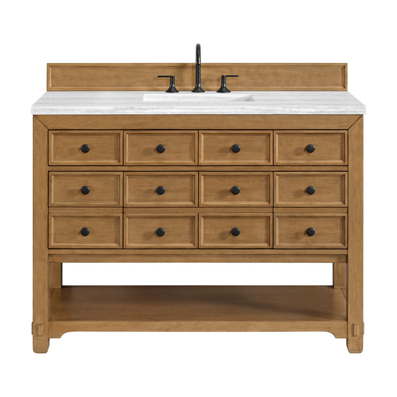 Malibu 48'' W Single Vanity, Ethereal Noctis, 8" Widespread, Amber Birch