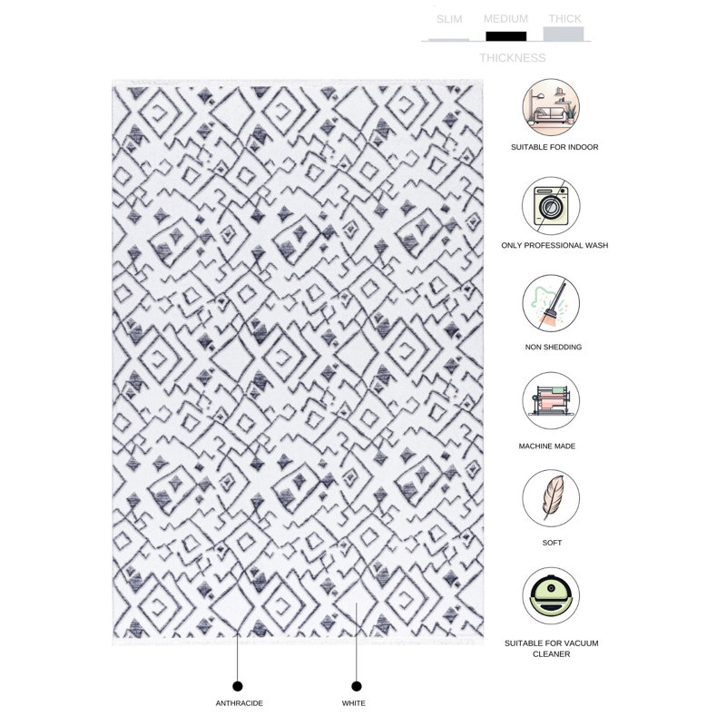 Konni Geometric Indoor Rug, Rectangle 4' x 5'11"