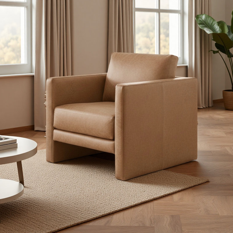 Fauteuil en similicuir, Brun