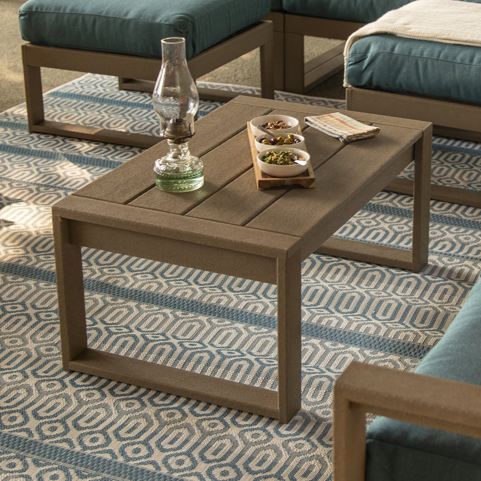 POLYWOOD® Edge 35" Patio Table, Brown 