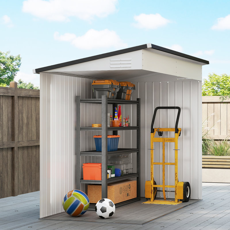 Remise d'extérieur 4 'x 8' Lean to Outdoor, H 72,75 po x l 51,25 po x P 92,5 po, Blanc