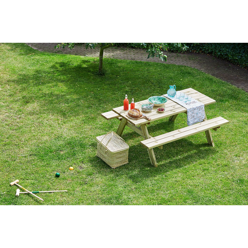 Aaliyah 6 - Person Wood Patio Dining Set with Rectangular Table, White
