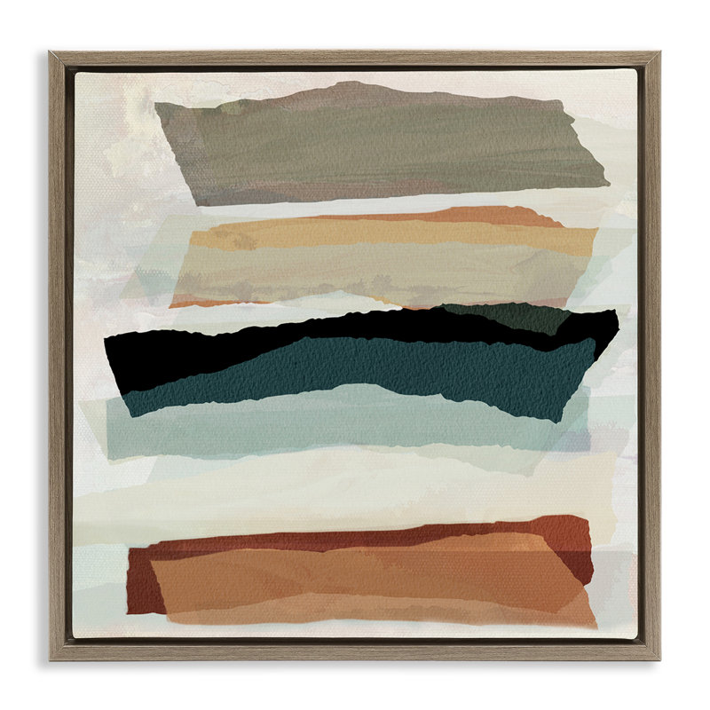 «Southwestern Layered Shapes Floater», art mural sur toile par Susan Jill, H 18 po x l 18 po, Cadre flottant orme Montalcino