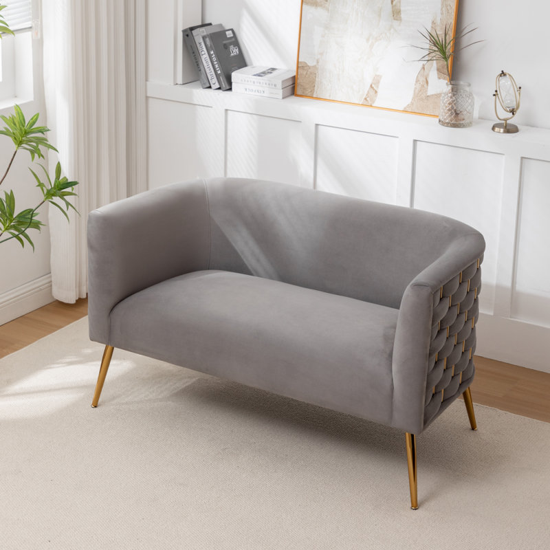Cristen Upholstered Velvet Loveseat, Gray