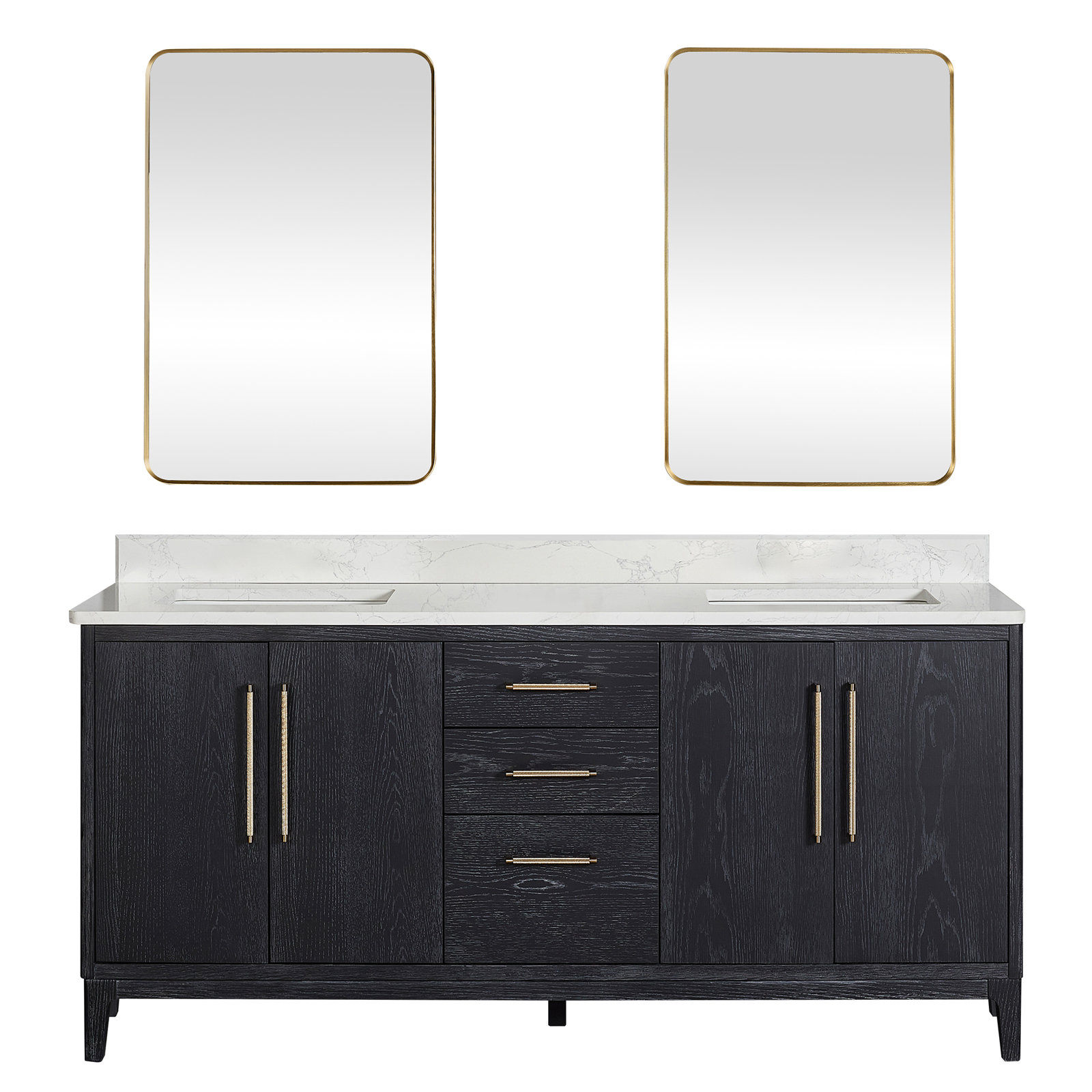 Langosta 72" Free Standing Double Bathroom Vanity, Fir Wood Black