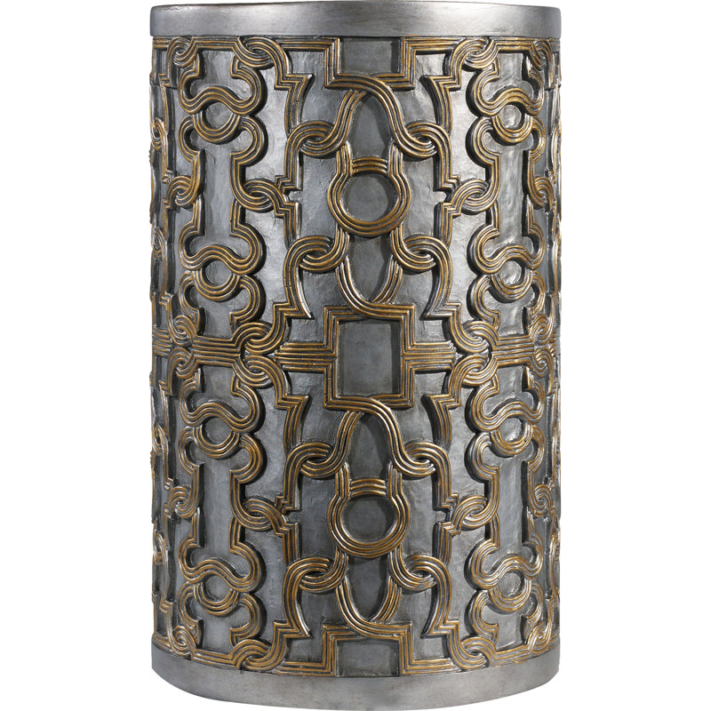 Melange Gia Drum Table, Gold/Silver
