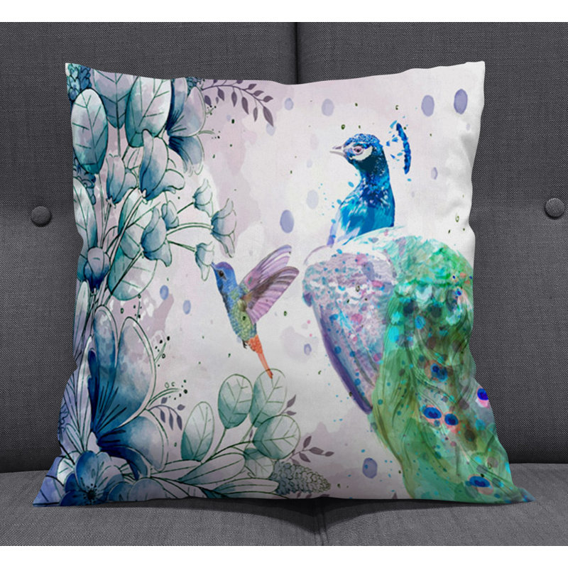 Throw Pillow With Insert, Blue/Green/Purple 2, 18"H x 18"W