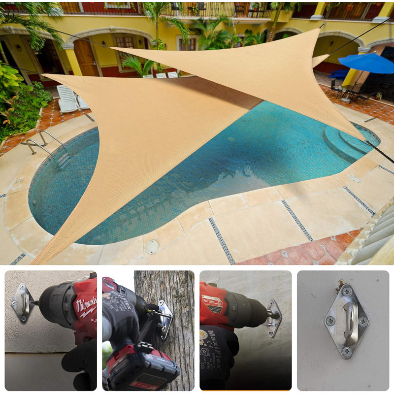 Stainless Steel 6 Inch Triangle Sun Shade Sail Hardware Kit