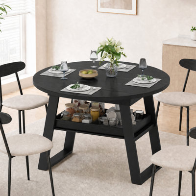 Table de salle à manger extensible de 43,3 po à 59,1 po avec tablette de rangement cachée et plateau, table de cuisine en bois pour petits espaces, pour 2 à 8 personnes
