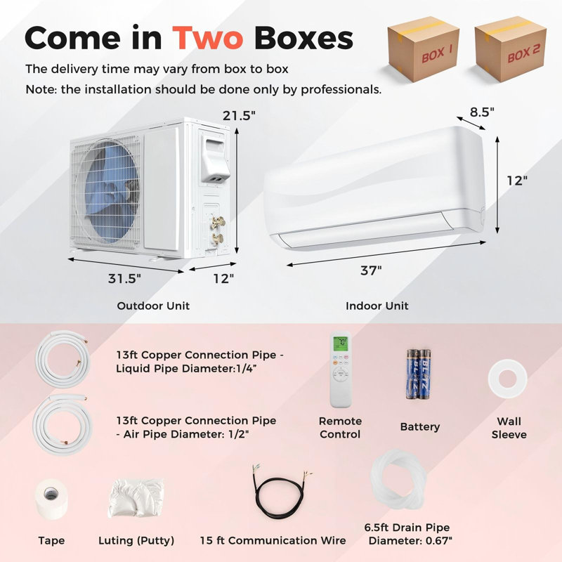 Mini climatiseur sans conduit 18 000 BTU Giantex pour 1250 pieds carrés avec chauffage et télécommande inclus