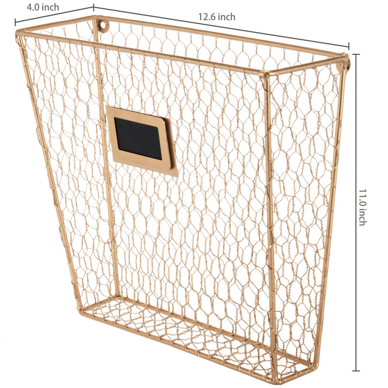Wall Mounted Metal Wire Magazine Rack, Gold