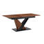 Table de salle à manger moderne avec plateau de table en placage de bois et panneau de fibres à densité moyenne en placage de marbre foncé
