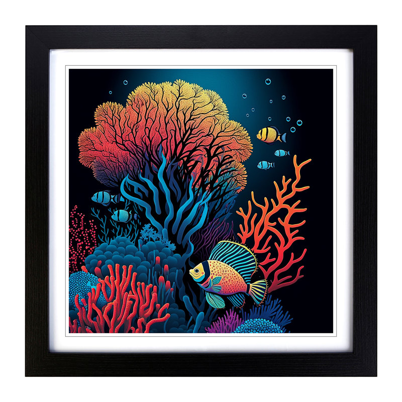 Coral Reef Pop Art - Framed Print, Black
