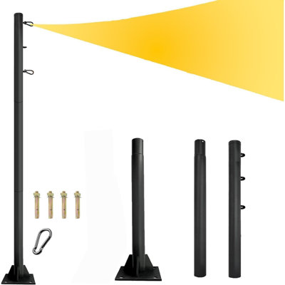 Upgraded 2-pack Outdoor Sun Shade Sail Pole Kit – Heavy-duty Metal Support Posts For Awning, Canopy, Patio, Garden, Deck, Playground & Backyard, Cement Installation