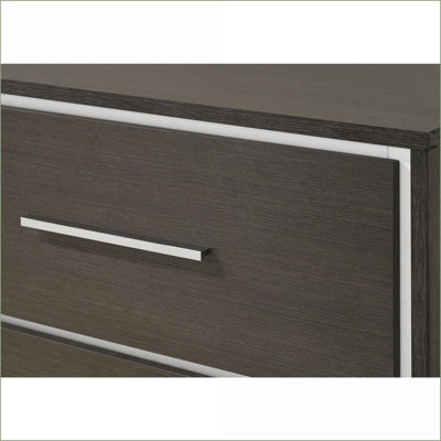 2-Drawer Storage Nightstand – Contemporary Gray Rustic with Chrome Accents