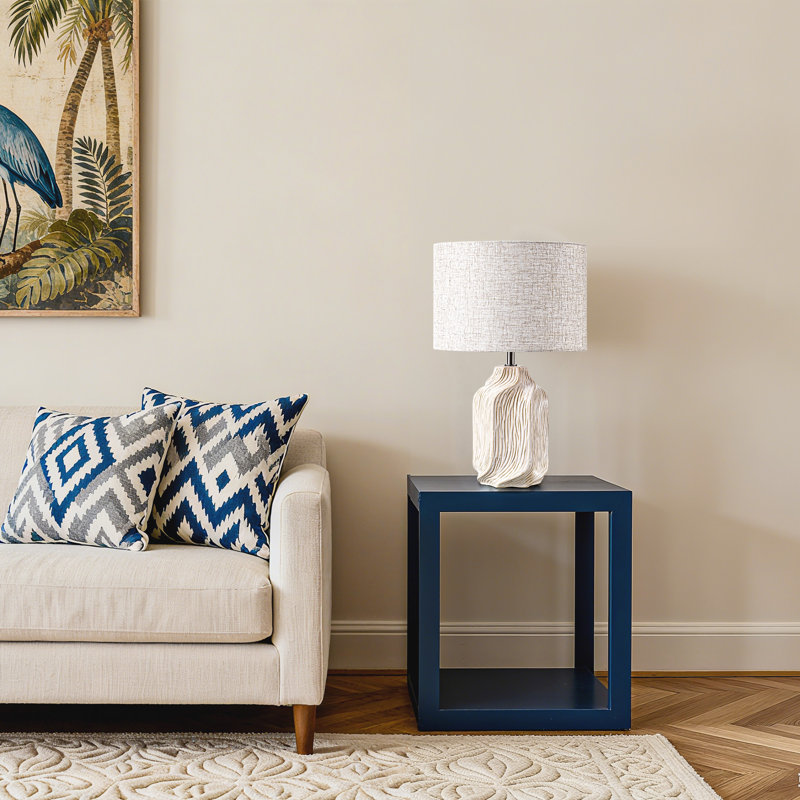 20.5" Textured Ceramic Table Lamp with Linen Shade - Modern Bedside & Décor Lighting