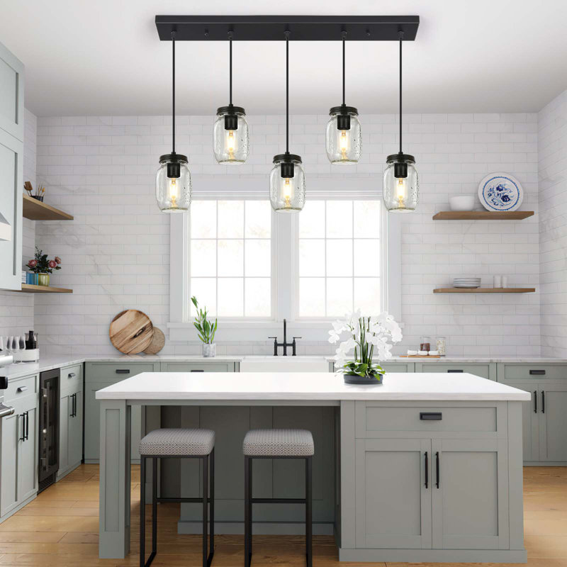 Camelot 5 - Light Matte Black Kitchen Island Pendant
