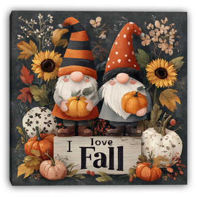 Whimsical Fall Gnomes Wrapped Canvas Wall Art